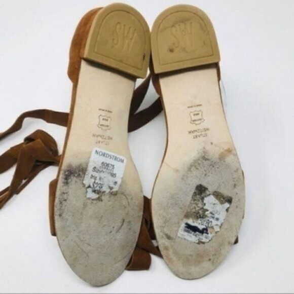Stuart Weitzman Gladiator sandal Brown suede leather  US 9.5M BoxH - Picture 4 of 5